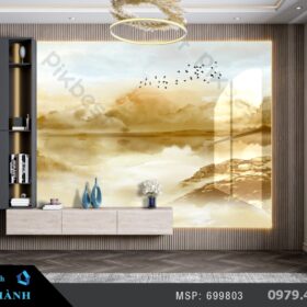 Mẫu tranh PVC tráng gương phòng bếp đẹp