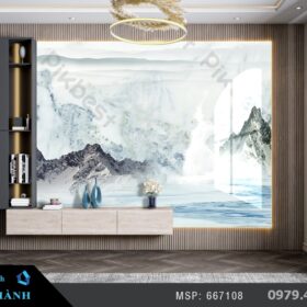 Mẫu Tranh PVC 3D tráng gương phòng khách đẹp