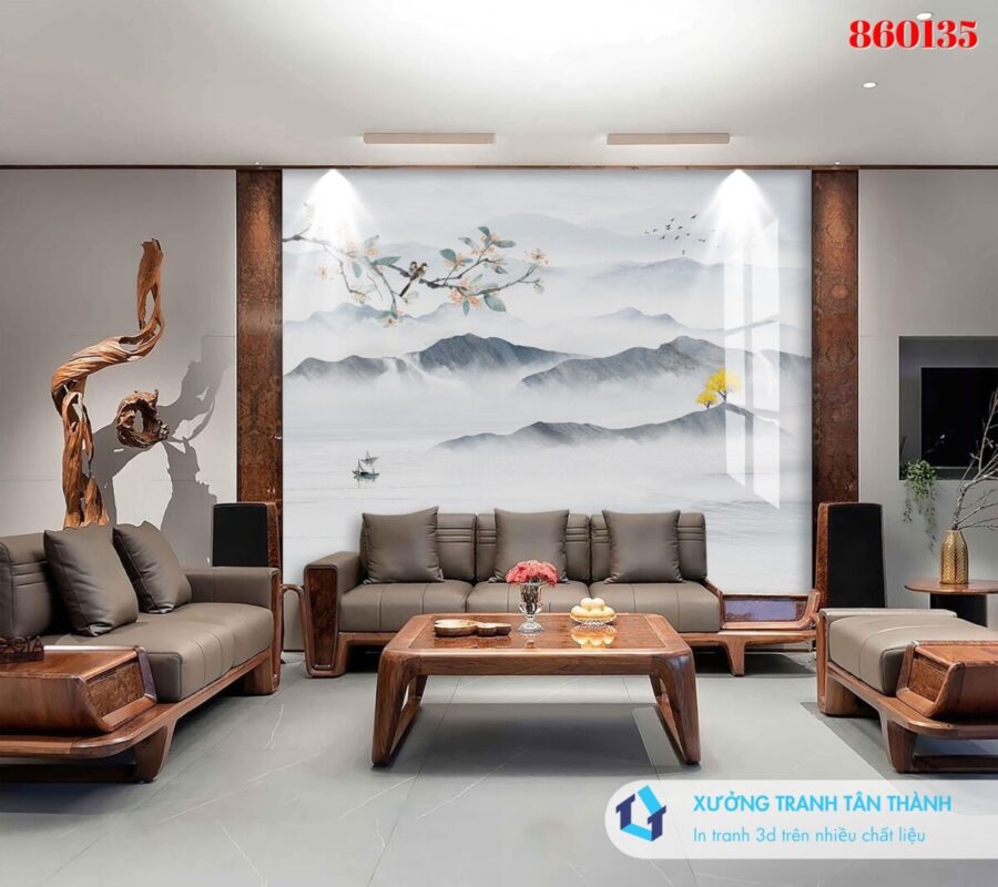 Mẫu tranh vân đá tông trung tính ấm khổ lớn liền mạch hiện đại