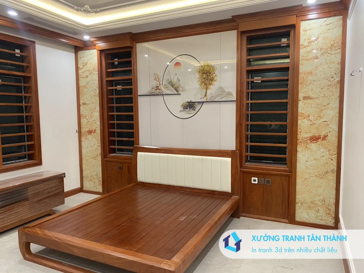 Công trình thi công tranh PVC vân đá tráng gương thực tế tại miền Tây ĐBSCL — Xưởng Tân Thành mẫu 09 Công trình thi công tranh PVC vân đá tráng gương thực tế tại miền Tây ĐBSCL — Xưởng Tân Thành mẫu 09