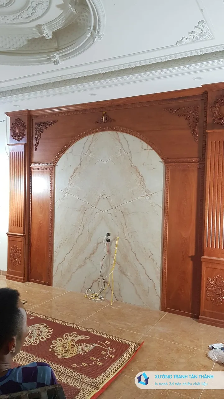 Công trình thi công tranh PVC vân đá tráng gương thực tế tại miền Tây ĐBSCL — Xưởng Tân Thành mẫu 59 Công trình thi công tranh PVC vân đá tráng gương thực tế tại miền Tây ĐBSCL — Xưởng Tân Thành mẫu 59