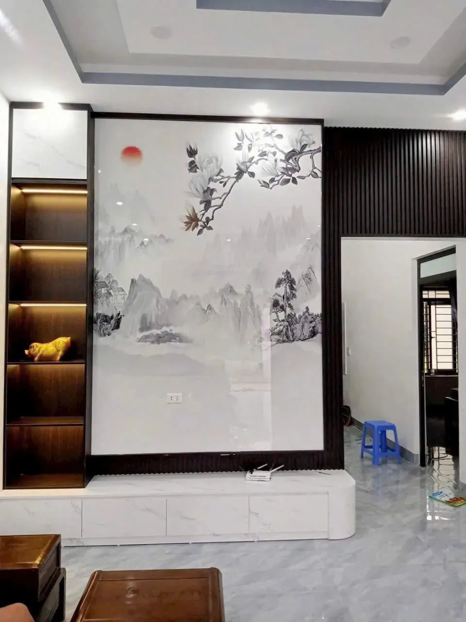 Công trình thi công tranh PVC vân đá tráng gương thực tế tại miền Trung — Xưởng Tân Thành mẫu 23 Công trình thi công tranh PVC vân đá tráng gương thực tế tại miền Trung — Xưởng Tân Thành mẫu 23