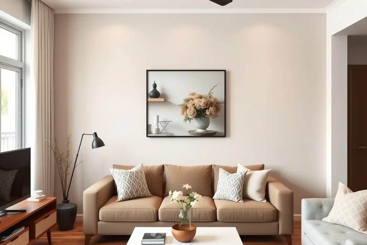 Dán tường trang trí làm mới phòng khách không đục phá