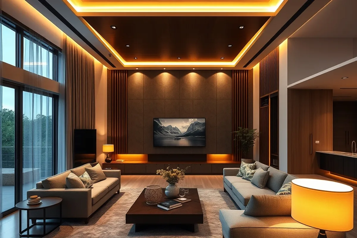 Ánh sáng nhiều lớp trong nội thất luxury Ánh sáng nhiều lớp tạo chiều sâu cho nội thất hiện đại luxury
