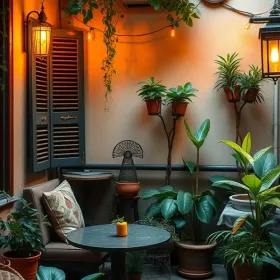 Trang trí ban công sân vườn nhỏ xanh mát với góc ngồi thư giãn