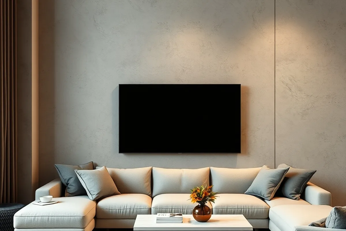 Sơn hiệu ứng bê tông microcement Sơn hiệu ứng bê tông microcement bề mặt sần trang trí tường phong cách tối giản
