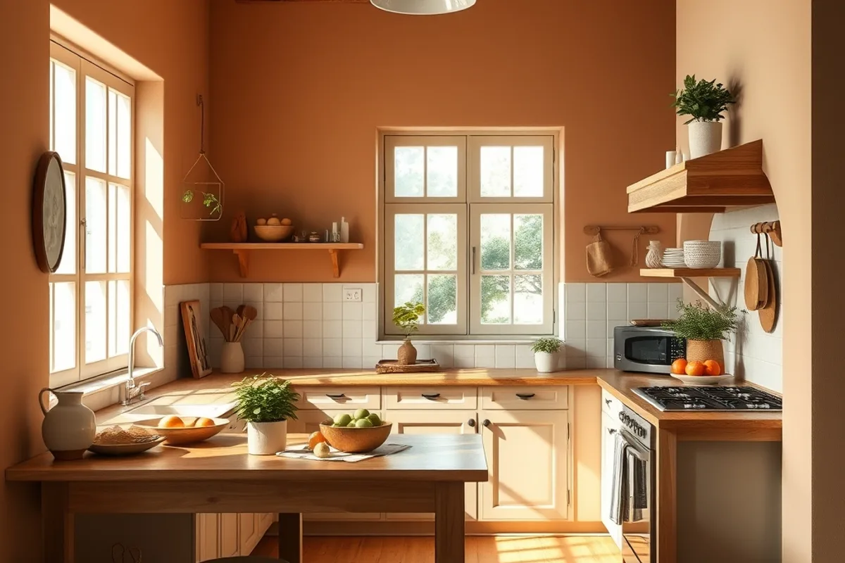 Màu sắc kích thích vị giác cho tường bếp Màu sắc ấm kích thích vị giác cho không gian bếp