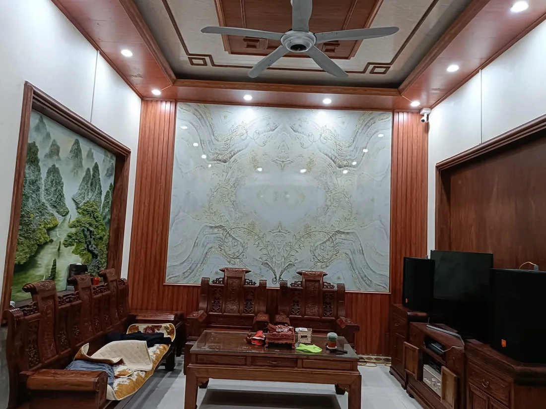 Tranh đá cẩm thạch marble trắng xám ốp tường phòng khách cổ điển