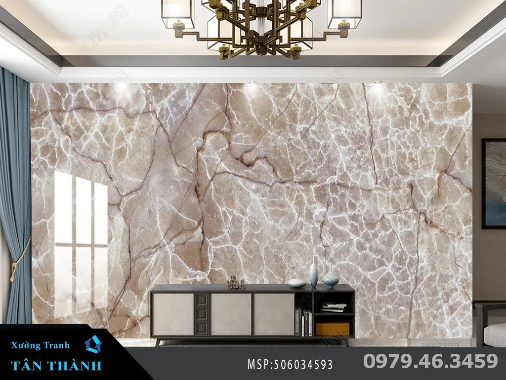 Tranh ốp tường phòng khách vân đá cẩm thạch nâu kem ấm áp Tranh ốp tường phòng khách vân đá cẩm thạch nâu kem ấm áp