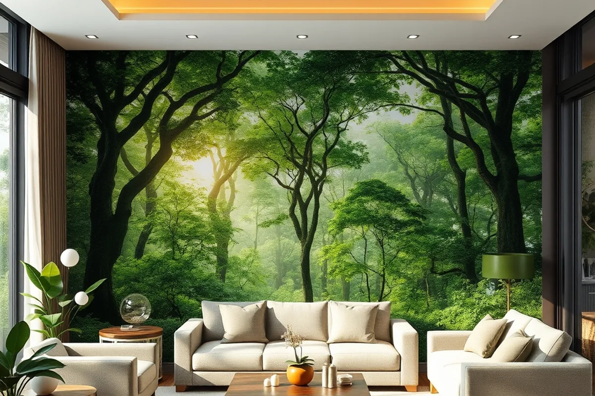 Tranh phong thủy hợp mệnh Mộc Tranh phong thủy hợp mệnh Mộc chủ đề cây xanh thiên nhiên phòng khách