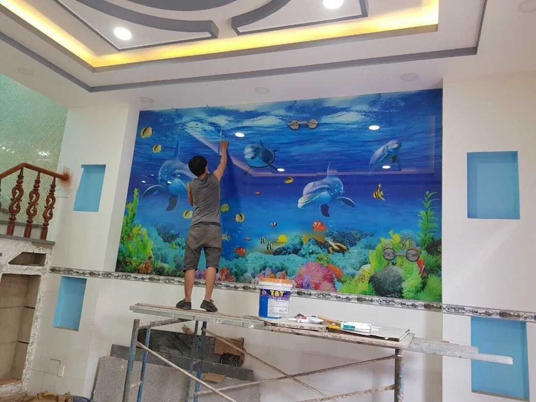 Tranh tráng gương 3D đại dương cá heo dưới biển sâu hiệu ứng nổi 5D Tranh tráng gương 3D đại dương cá heo dưới biển sâu hiệu ứng nổi 5D