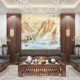 Tranh Vân Đá Phòng Khách mẫu Tinh Tế VDPK-011 - Xưởng Tranh Tân Thành