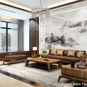 Tranh Vân Đá Phòng Khách mẫu Tinh Tế VDPK-019 - Xưởng Tranh Tân Thành