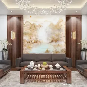 Tranh Vân Đá Phòng Khách mẫu Cuốn Hút VDPK-023 - Xưởng Tranh Tân Thành