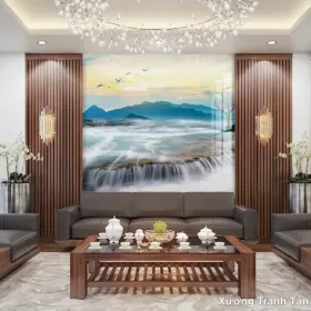 Tranh Vân Đá Phòng Khách mẫu Sang Trọng VDPK-049 - Xưởng Tranh Tân Thành