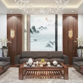 Tranh Vân Đá Phòng Khách mẫu Nổi Bật VDPK-062 - Xưởng Tranh Tân Thành
