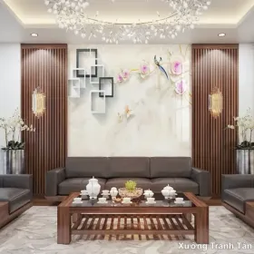 Tranh Vân Đá Phòng Khách mẫu Ấn Tượng VDPK-068 - Xưởng Tranh Tân Thành