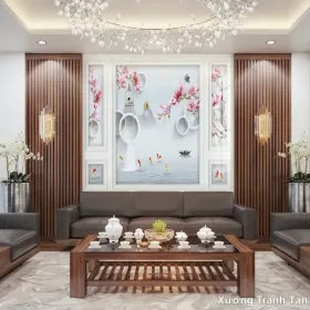 Tranh Vân Đá Phòng Khách mẫu Hiện Đại VDPK-077 - Xưởng Tranh Tân Thành