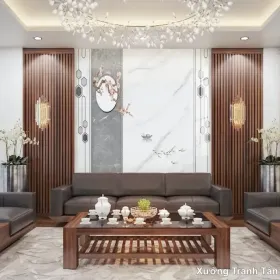 Tranh Vân Đá Phòng Khách mẫu Ấn Tượng VDPK-084 - Xưởng Tranh Tân Thành