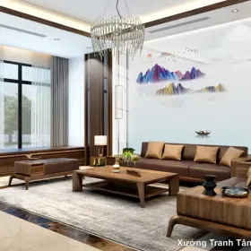 Tranh Vân Đá Phòng Khách mẫu Đối Xứng VDPK-178 - Xưởng Tranh Tân Thành