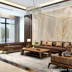 Tranh Vân Đá Phòng Khách mẫu Cuốn Hút VDPK-223 - Xưởng Tranh Tân Thành