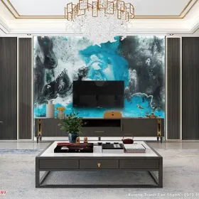 Tranh Vân Đá Phong Thủy Màu Đen mẫu Hiện Đại PTD-069 - Xưởng Tranh Tân Thành
