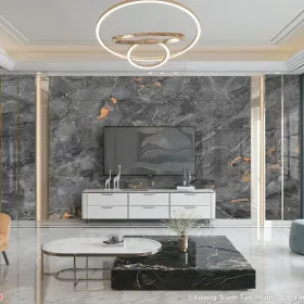 Tranh Vân Đá Phong Thủy Màu Đen mẫu Hiện Đại PTD-114 - Xưởng Tranh Tân Thành