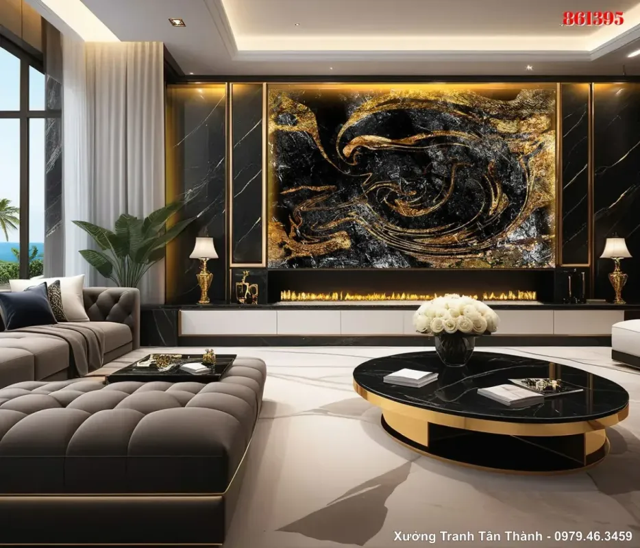 Tranh Vân Đá Phong Thủy Màu Đen mẫu Sang Trọng PTD-116 - Xưởng Tranh Tân Thành Tranh Vân Đá Phong Thủy Màu Đen mẫu Sang Trọng PTD-116 - Xưởng Tranh Tân Thành