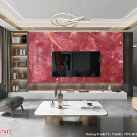 Tranh Vân Đá Phong Thủy Đỏ Hồng mẫu Rực Rỡ PTH-004 - Xưởng Tranh Tân Thành