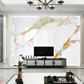 Tranh Vân Đá Phong Thủy Trắng Vân Mây mẫu Sang Trọng PTT-006 - Xưởng Tranh Tân Thành
