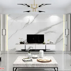 Tranh Vân Đá Phong Thủy Trắng Vân Mây mẫu Sang Trọng PTT-038 - Xưởng Tranh Tân Thành