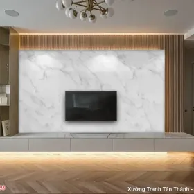 Tranh Vân Đá Phong Thủy Trắng Vân Mây mẫu Nhẹ Nhàng PTT-083 - Xưởng Tranh Tân Thành
