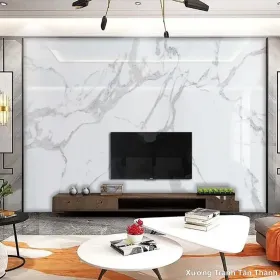 Tranh Vân Đá Phong Thủy Trắng Vân Mây mẫu Nhẹ Nhàng PTT-087 - Xưởng Tranh Tân Thành
