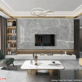 Tranh Vân Đá Phong Thủy Xám Ghi mẫu Tinh Tế PTG-008 - Xưởng Tranh Tân Thành