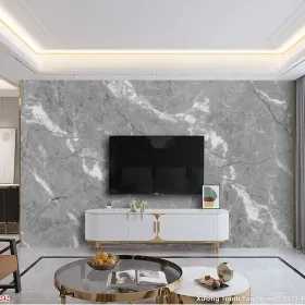 Tranh Vân Đá Phong Thủy Xám Ghi mẫu Thanh Lịch PTG-011 - Xưởng Tranh Tân Thành